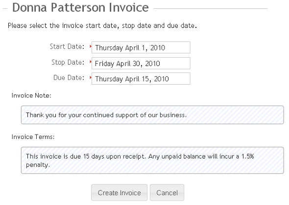 Create Invoice