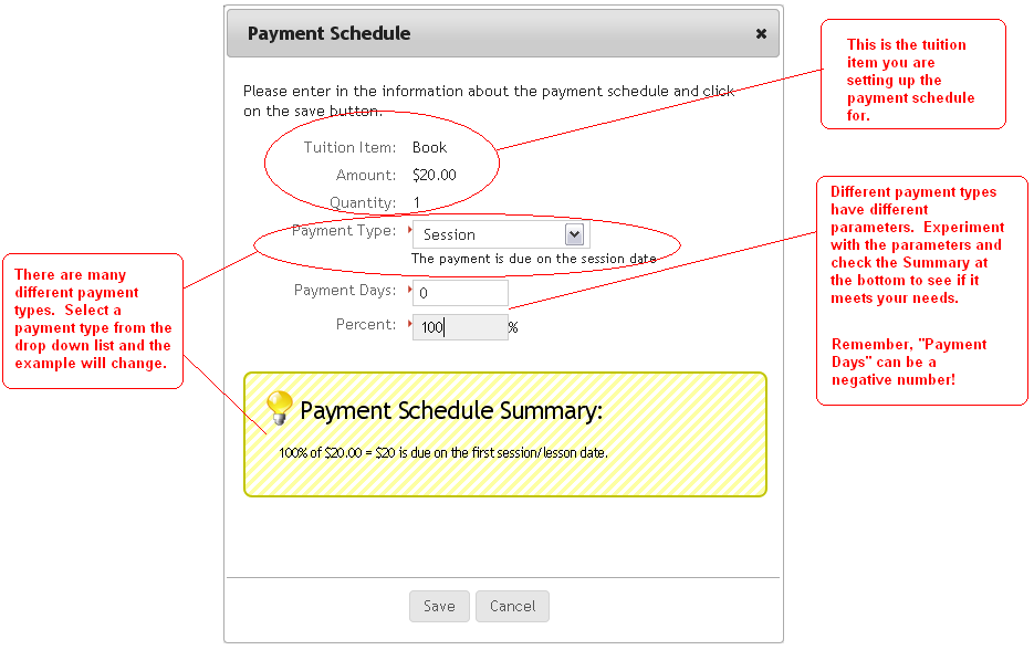 Tuition Schedule